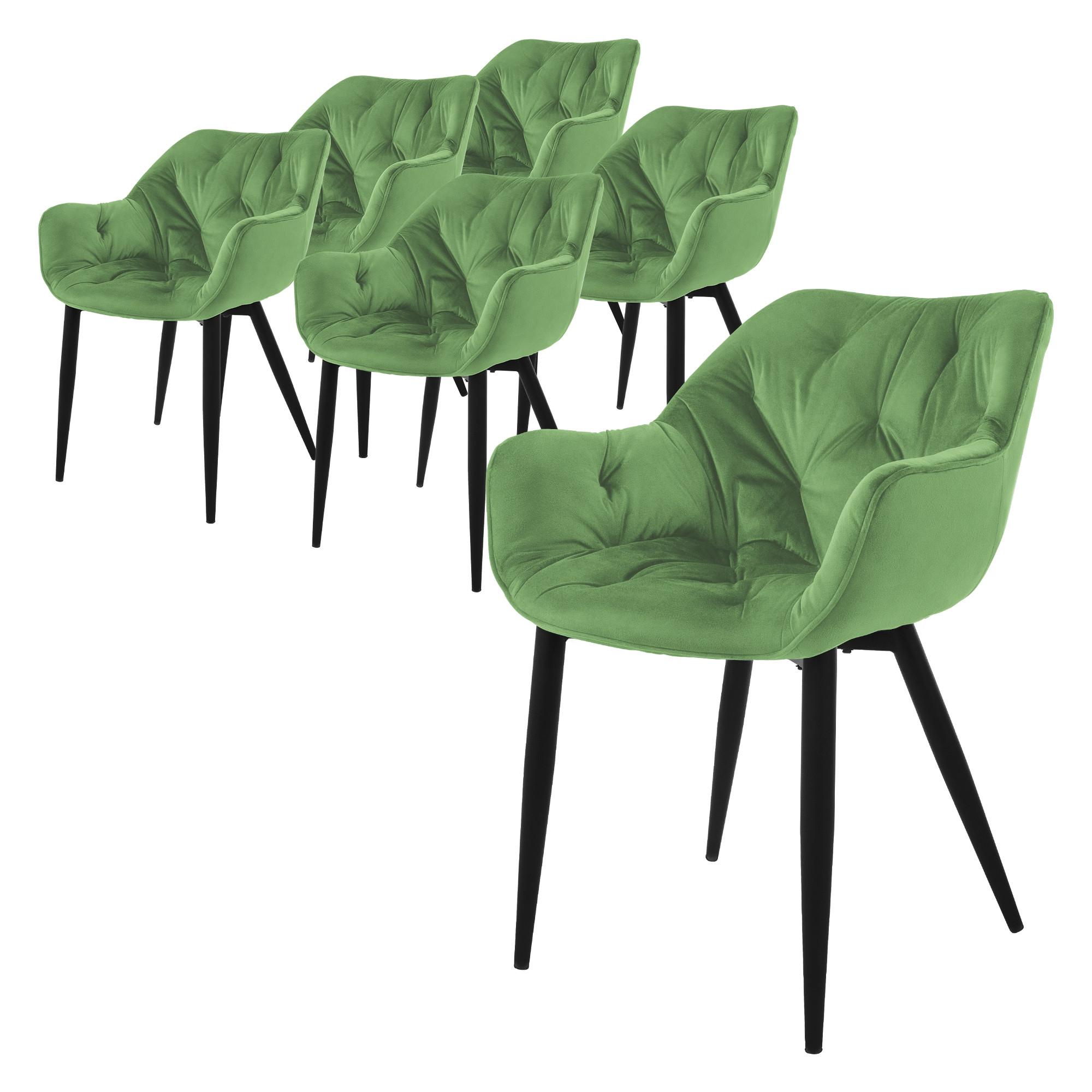 ESSZIMMERSTÜHLE 6er Set Salbei Samt - Schwarz/Grün, Metall (67/83/59cm) - ML-DESIGN