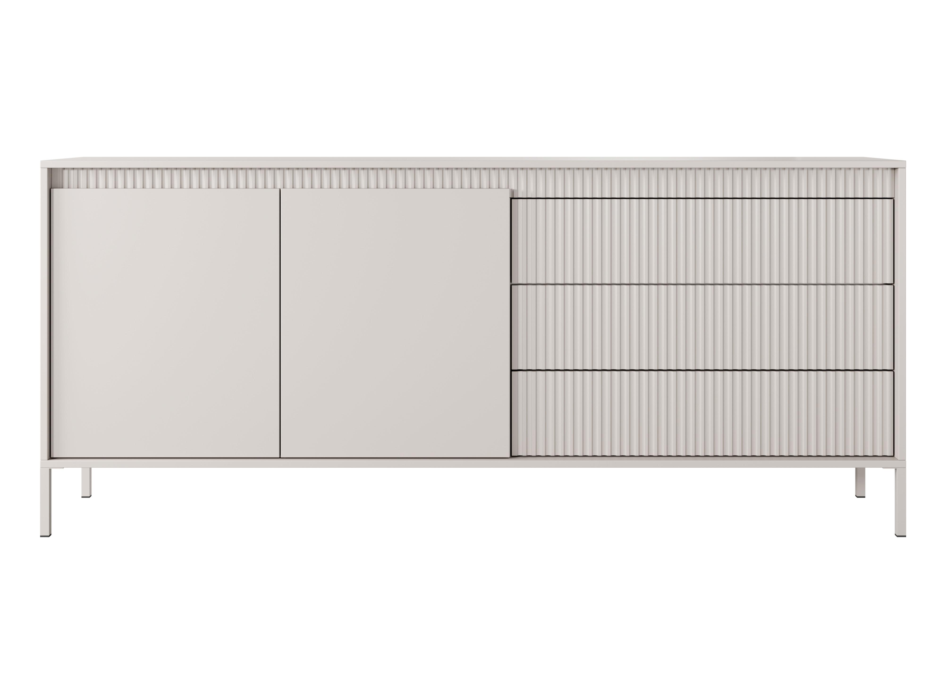 SIDEBOARD Trentinis 2T 3S Beige 187,1/41,4/39,5 cm – Geriffelten Fronten - Beige, Holzwerkstoff/Metall (187.1/41.4/39.5cm) - AX Living