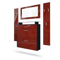 GARDEROBE Malea Front in Bordeaux Hochglanz - Bordeaux, Holzwerkstoff (180/180/23cm) - Vladon