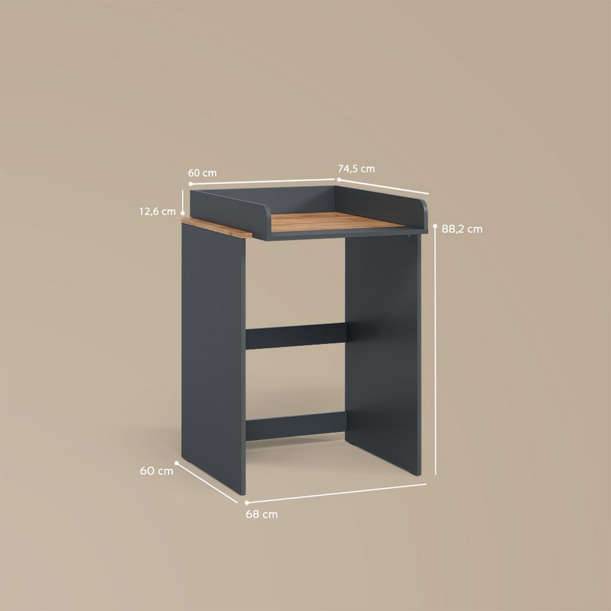 WASCHMASCHINENSCHRANK Paolina Anthrazit/Goldkraft Eiche 68 x 88.2 cm 2 Teile mit Wickelauflage - Honigeiche/Anthrazit, Holzwerkstoff (68/88.2/60cm) - Livinity®