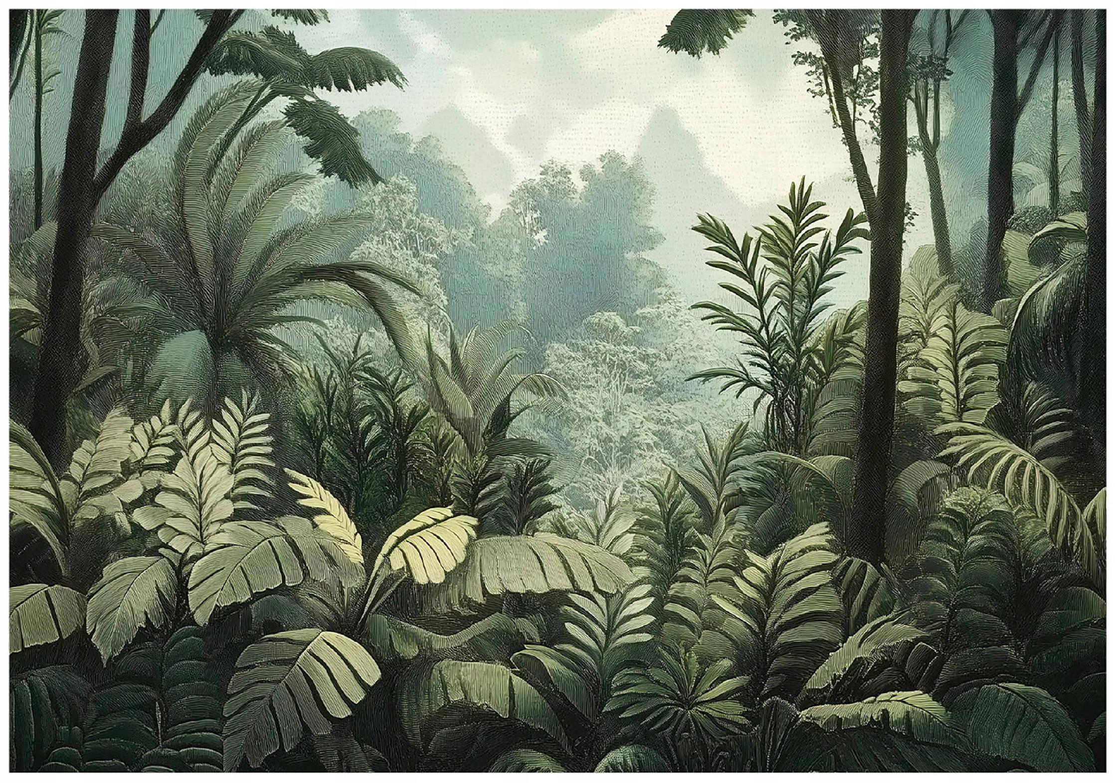 FOTOTAPETE Dschungel Wald Grün Tapete Wohnzimmer Schlafzimmer 400x280 - Grün, Papier (400/280cm) - Wallarena
