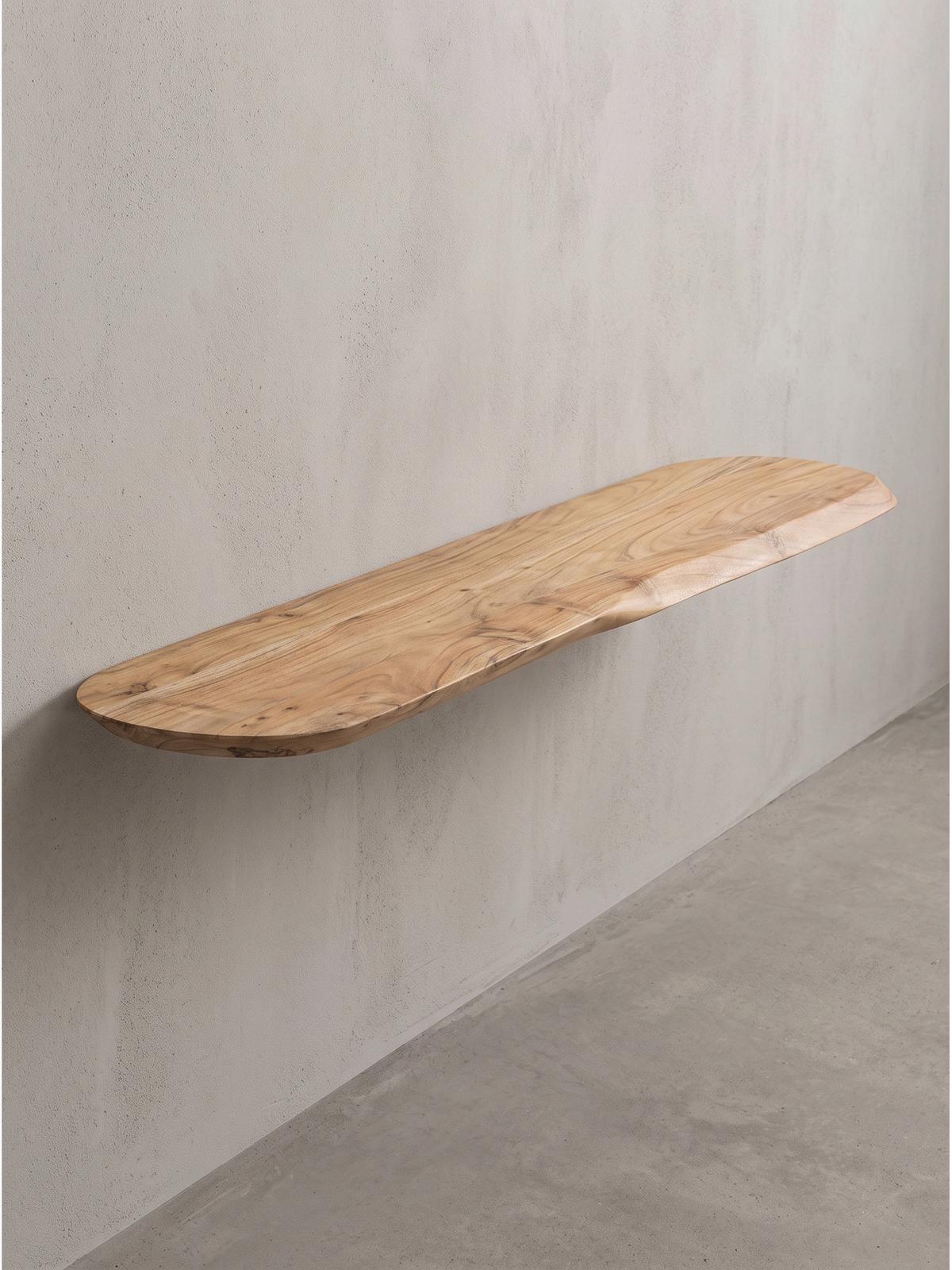 WANDREGAL ARANDA, Akazie Massivholz, handgefertigt, 120 x 20 x 3 cm - Akaziefarben, Holz (120/3/20cm) - KADIMA DESIGN