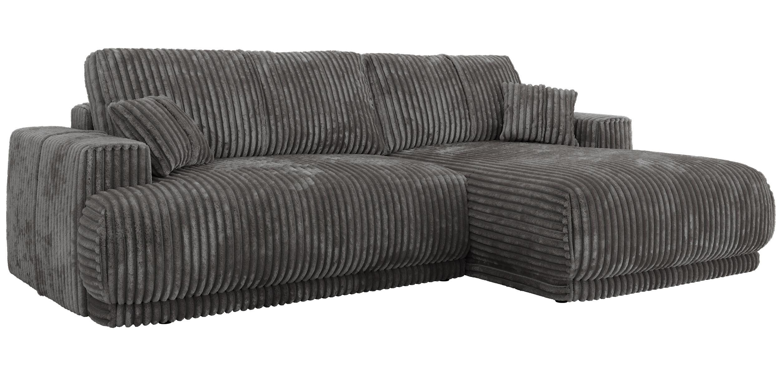 ECKSCHLAFSOFA RINA L Grau Cord - rechts - Schwarz/Grau, Kunststoff/Textil (172/266cm) - MKS
