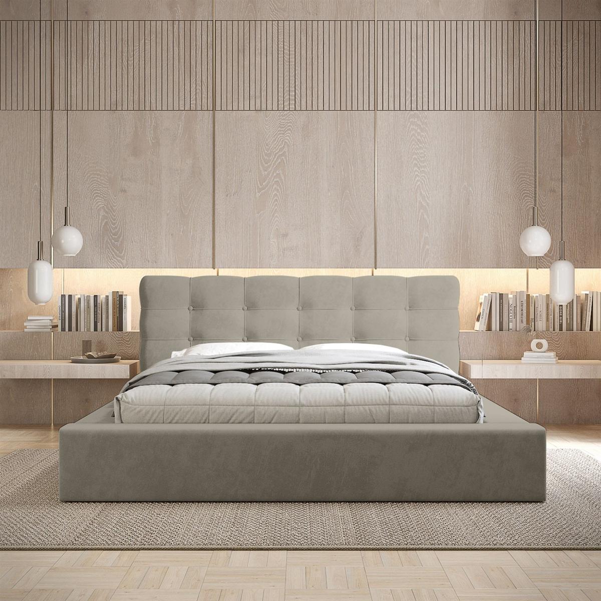POLSTERBETT Antonio Stoff Ditra - Beige, Holzwerkstoff/Textil (160/200cm) - Fun Möbel