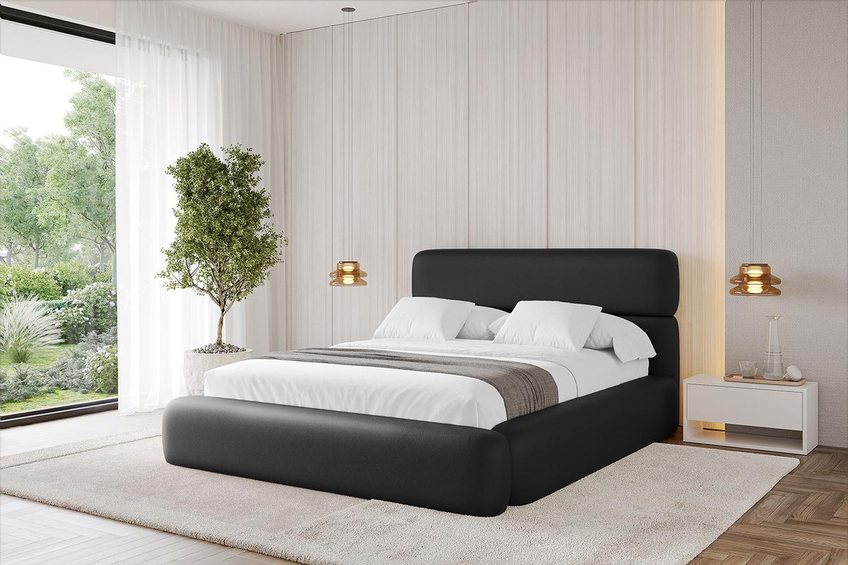 POLSTERBETT mit Bettkasten und Lattenrost, Boxbett ohne Matratze - ENORA 180x200 Schwarz Kunstleder - Schwarz Hochglanz, Holzwerkstoff/Textil (180/200cm) - ALTDECOR