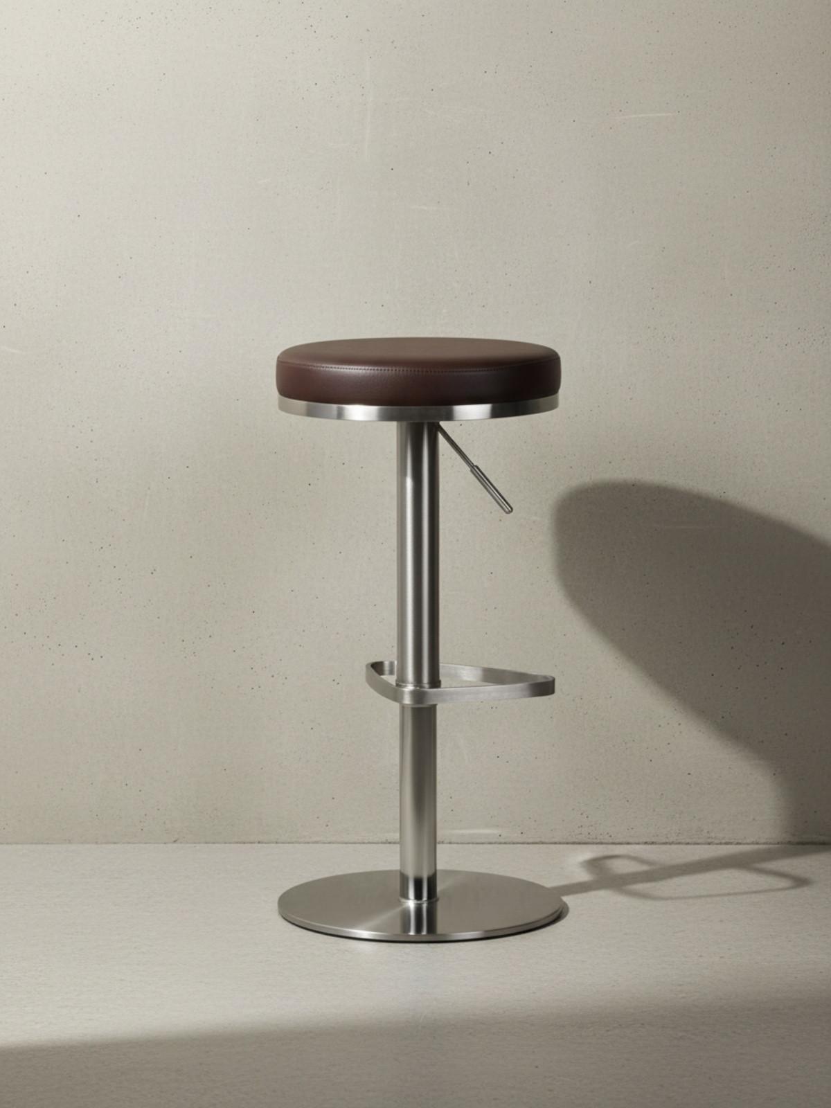 BARHOCKER Höhenverstellbar Gepolstert Triangel-Fußablage ELBE, Braun 38x38x82 cm - Silberfarben/Braun, Kunststoff/Textil (38/82/38cm) - KADIMA DESIGN