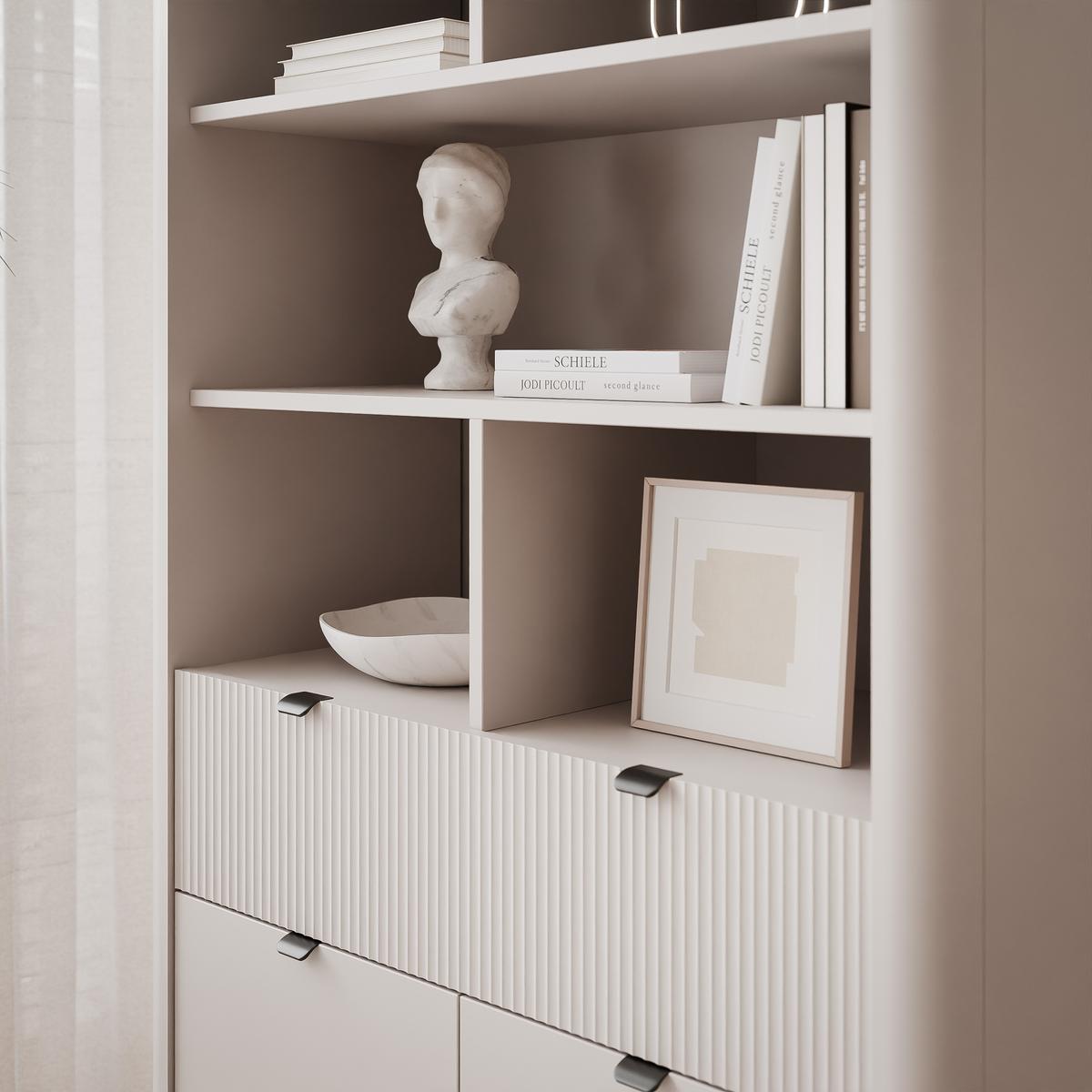 BÜCHERREGAL NAVANI 90/40/163 cm, Kaschmir / Grau - Schwarz/Grau, Holzwerkstoff/Metall (90/163/40cm) - Idohome