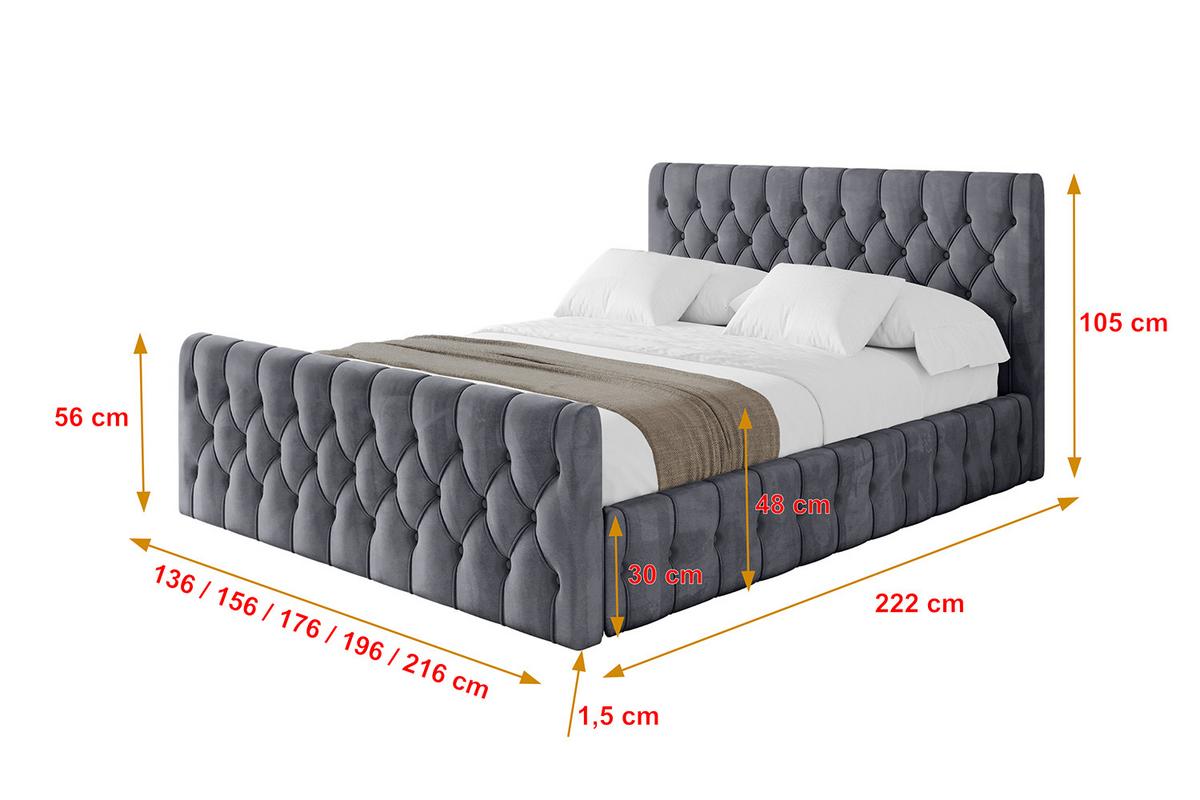 POLSTERBETT mit Bettkasten, Fußteil und Lattenrost, Boxbett mit Matratze H3/H4 - LARO-Z 180x200 Dunkelgrau - Dunkelgrau, Holzwerkstoff/Textil (180/200cm) - ALTDECOR