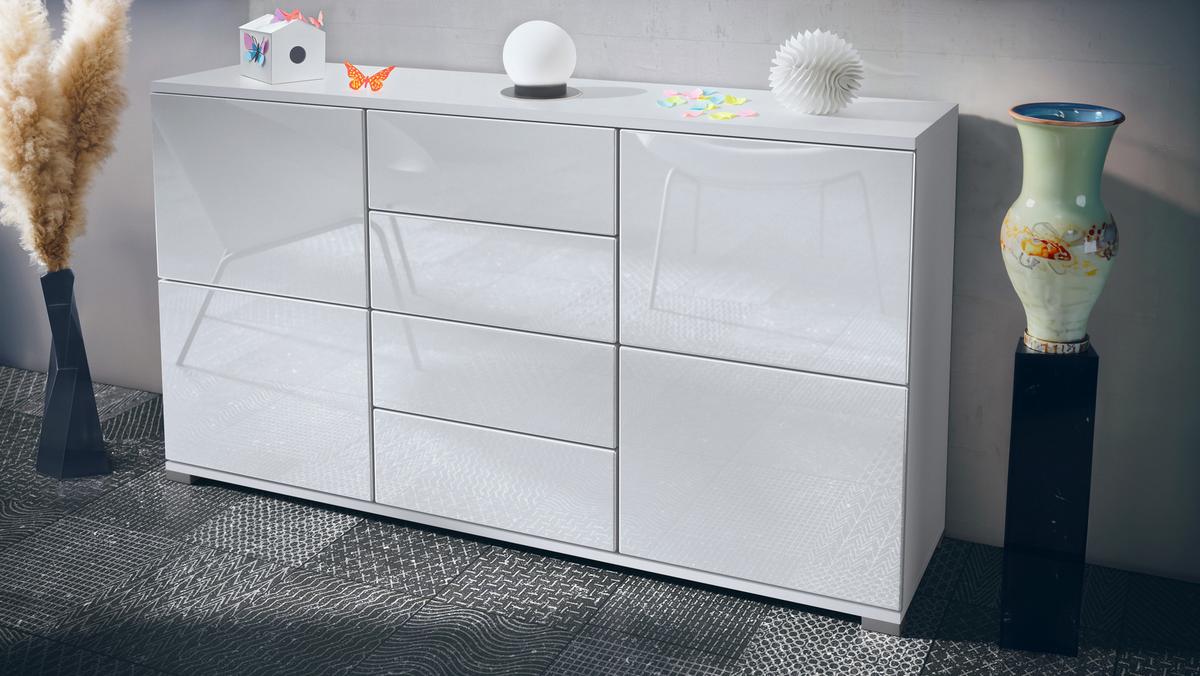 SIDEBOARD Rova Weiß Hochglanz - Weiß Hochglanz, Holzwerkstoff (138.5/75.5/35cm) - Vladon