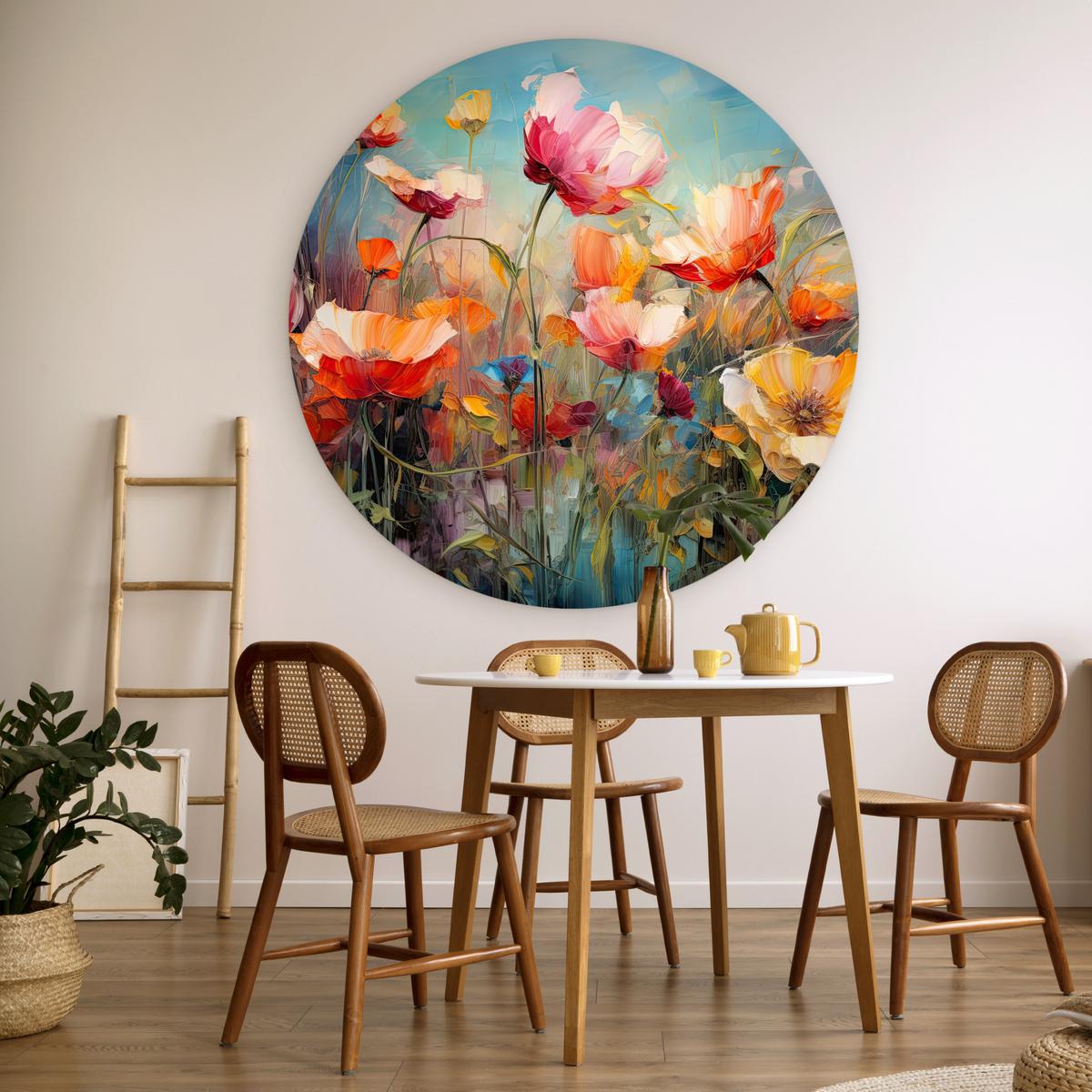 WANDBILD Blumen - Aquarell - Kunst - Botanisch - Natur Deko Groß 150x150 cm - Orange, Kunststoff (150/150cm) - MuchoWow