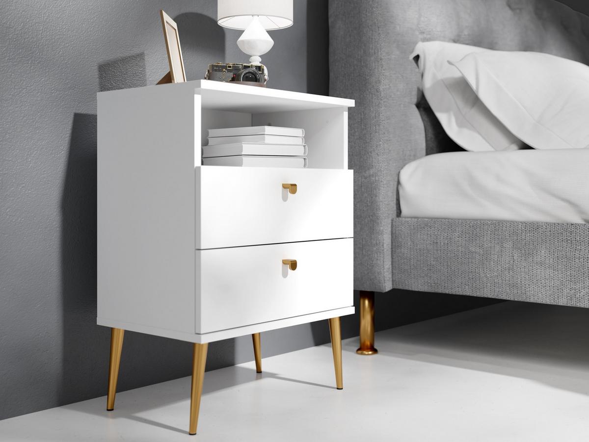 NACHTTISCH Weiß 50/69,5/33,9 - Weiß, Holzwerkstoff (50/70/34cm) - RAUMHIRSCH FURNITURE