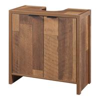 WASCHBECKENUNTERSCHRANK Namsskogan - Walnussfarben/Schwarz, Holzwerkstoff/Metall (60/60/30cm) - [en.casa]