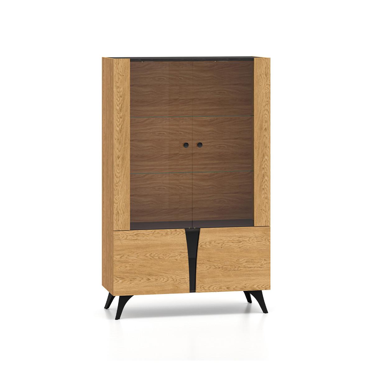 GESCHIRRSCHRANK Soah Holz und Schwarz - Schwarz, Holzwerkstoff (95/152/40cm) - Petits-meubles