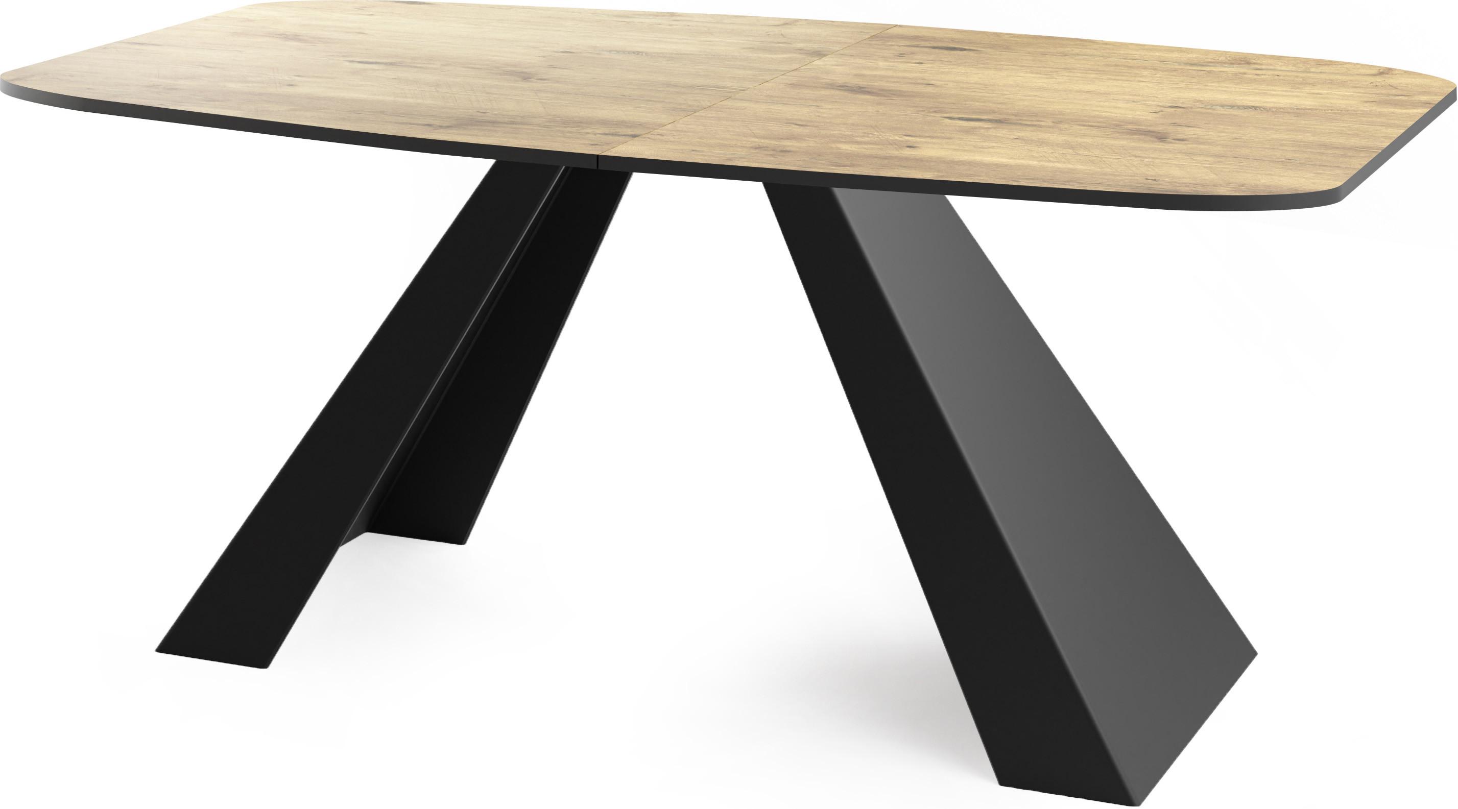 ESSTISCH Monte rechteckig ausziehbar, Lancelot Eiche 180-220/90/76 cm - Eichefarben/Schwarz, Holzwerkstoff/Metall (90/218/76cm) - WFL GROUP