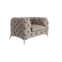 CHESTERFIELD-SESSEL Laura Dunkle Creme Samt - Silberfarben/Creme, Holz/Textil (125/75/100cm) - S-Style Möbel