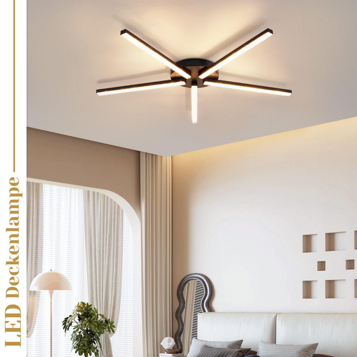 LED-DECKENLEUCHTE Eva 63.3/60.2/4.3 cm - Schwarz, Metall (63.3/60.2/4.3cm) - Nettlife