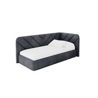 EINZELLBETT Jugendbett mit Bettkasten, Links - FIKY 80x200 Dunkelgrau - Dunkelgrau, Holzwerkstoff/Textil (80/200cm) - ALTDECOR