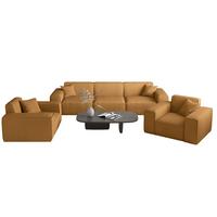 SOFASET Celes Premium 3-1-1 Stoff Scala - Currygelb, Holzwerkstoff/Textil (225/73/88cm) - Fun Möbel