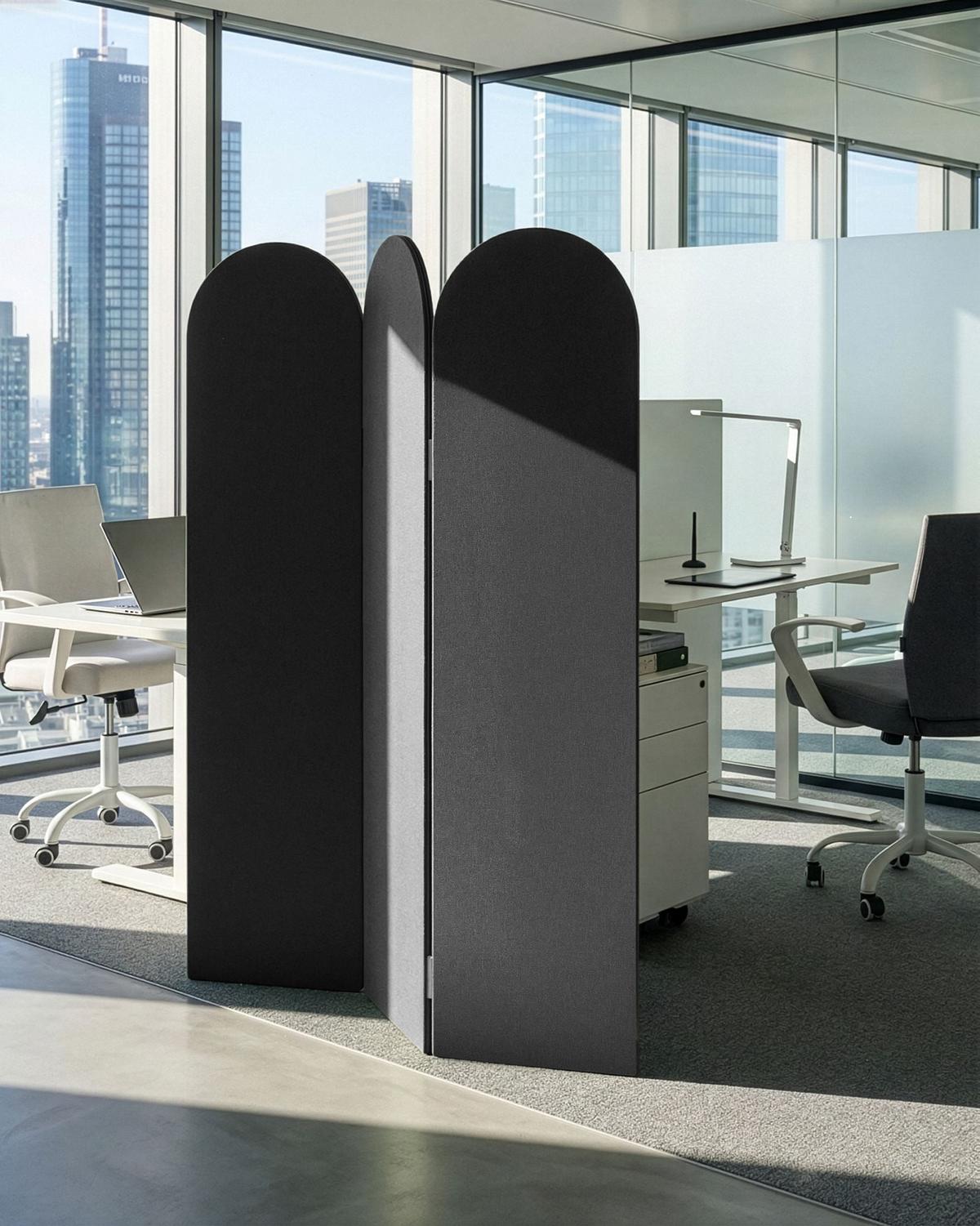 BÜRO-RAUMTEILER 120/160 cm Dunkelgrau Slimmy - Dunkelgrau/Grau, Kunststoff (120/160/2cm) - Beliani