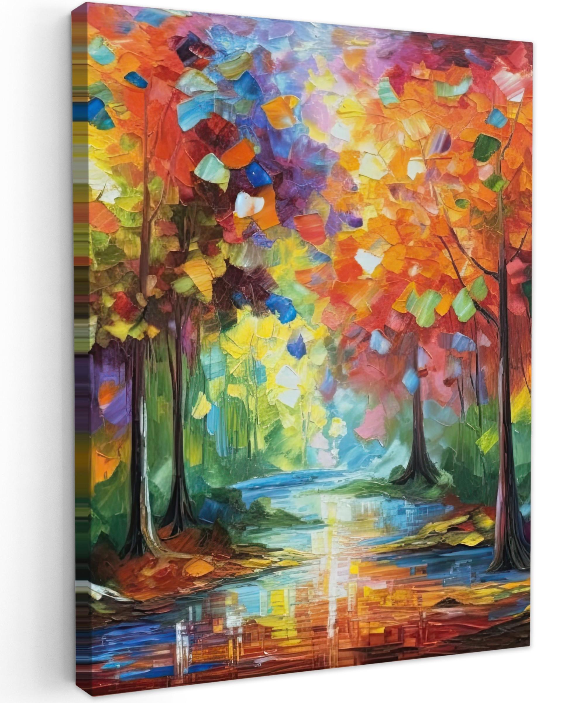 LEINWANDBILD Landschaft - Wald - Farben - Natur Room Decor 30x40 cm - Multicolor, Textil (30/40cm) - MuchoWow