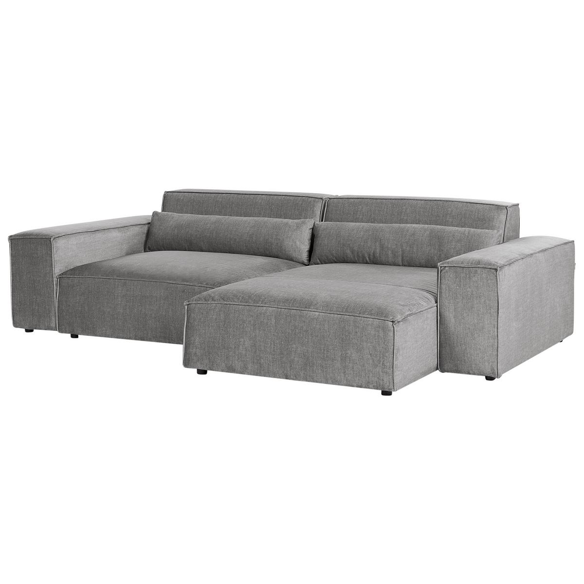 ECKSOFA Modul 3-Sitzer linksseitig Grau Stoff mit Ottomane Hellnar - Grau, Textil (262/176cm) - Beliani