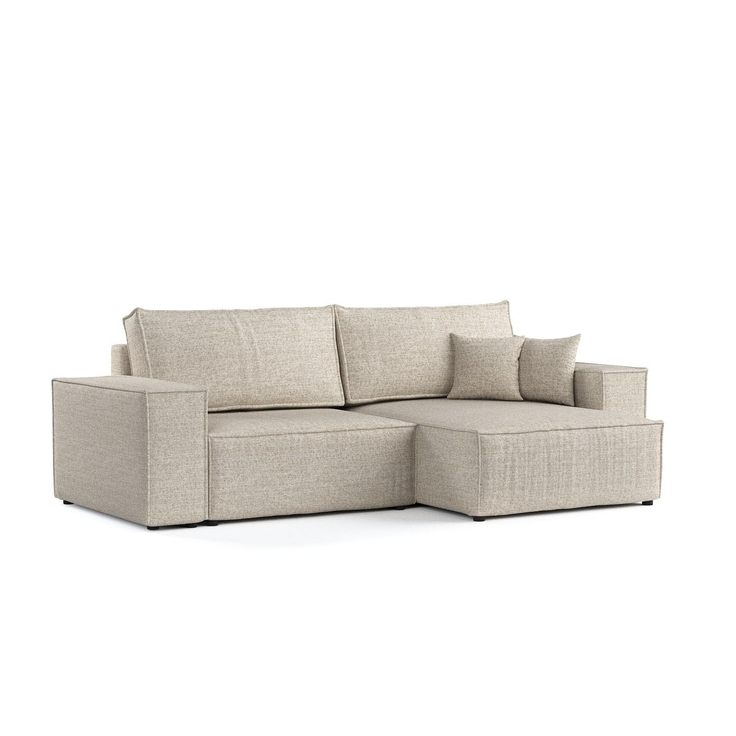 ECKSOFA CAVO mit Schlaffunktion Beige im City Stoff - Beige/Schwarz, Holz/Holzwerkstoff (255/148cm) - AltaBeds
