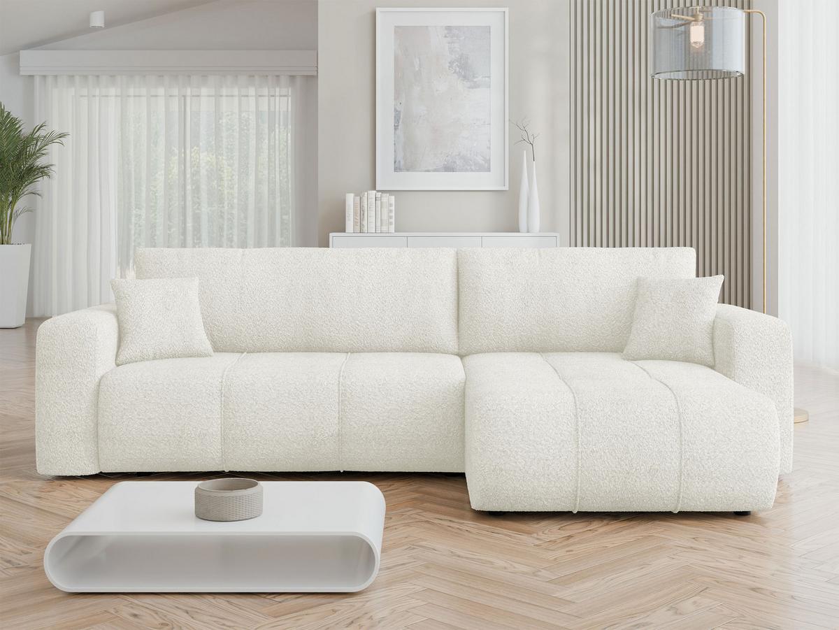 ECKSOFA Furyn Maxi Boucle - Creme/Schwarz, Holzwerkstoff/Kunststoff (274/145cm) - MIRJAN24