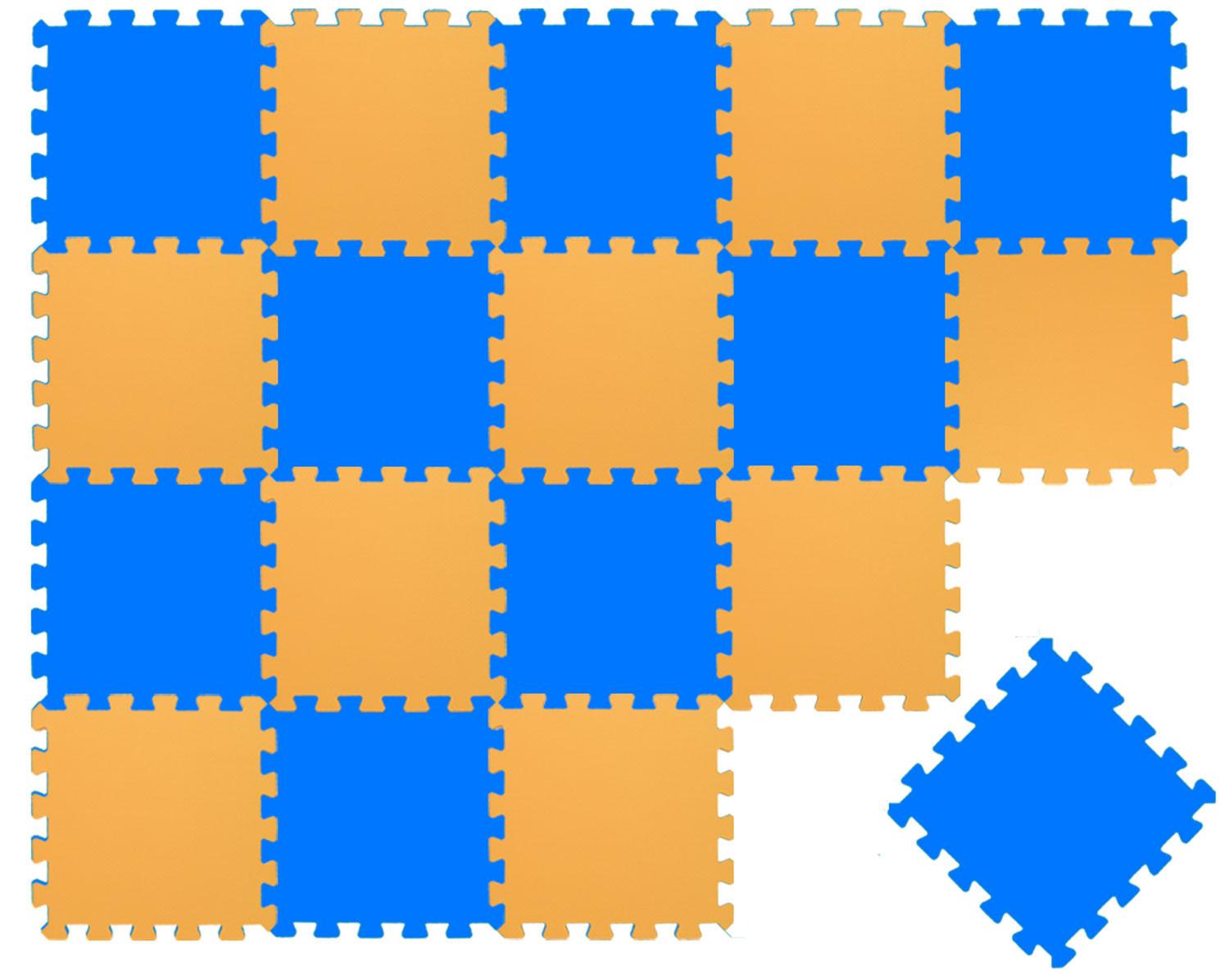 SPIELMATTE ab Null - 180/90/1 cm Puzzlematte Blau - Blau/Gelb, Kunststoff (30/30cm) - Littletom