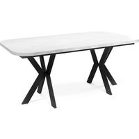 ESSTISCH Olivia ausziehbar rechteckig, Marmor Weiß 200-280/100/76 - Ecru/Schwarz, Holzwerkstoff/Metall (100/280/76cm) - WFL GROUP
