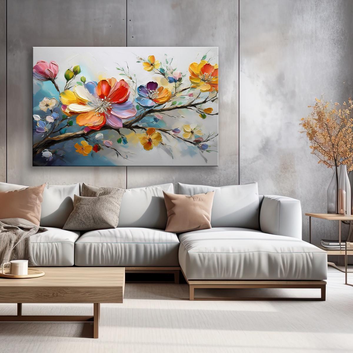 WANDBILD bunte blumen abstraktion - Multicolor, Textil (60/40cm) - Feeby