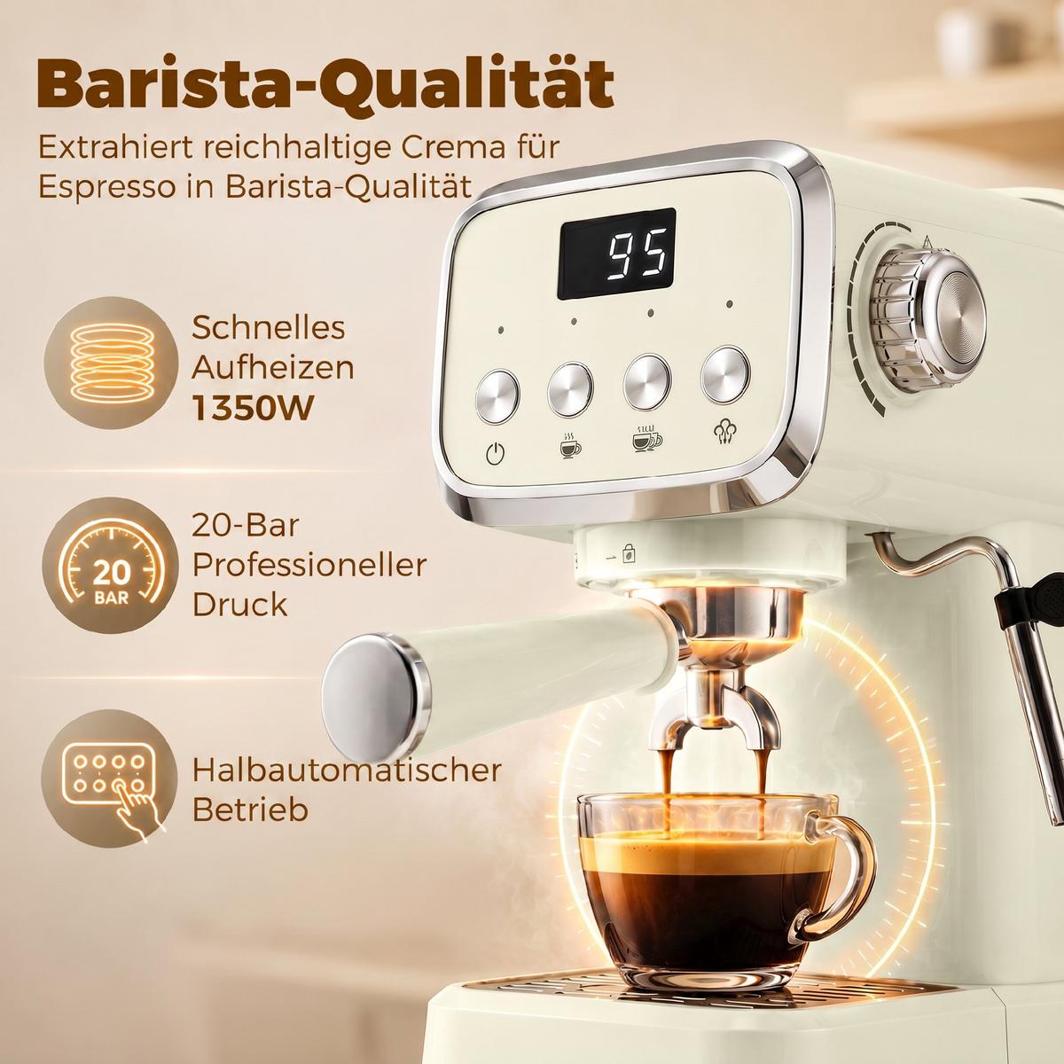 SIEBTRÄGERMASCHINE ABS Edelstahl Cremeweiß - Creme, Metall (17/31/32cm) - HOMCOM