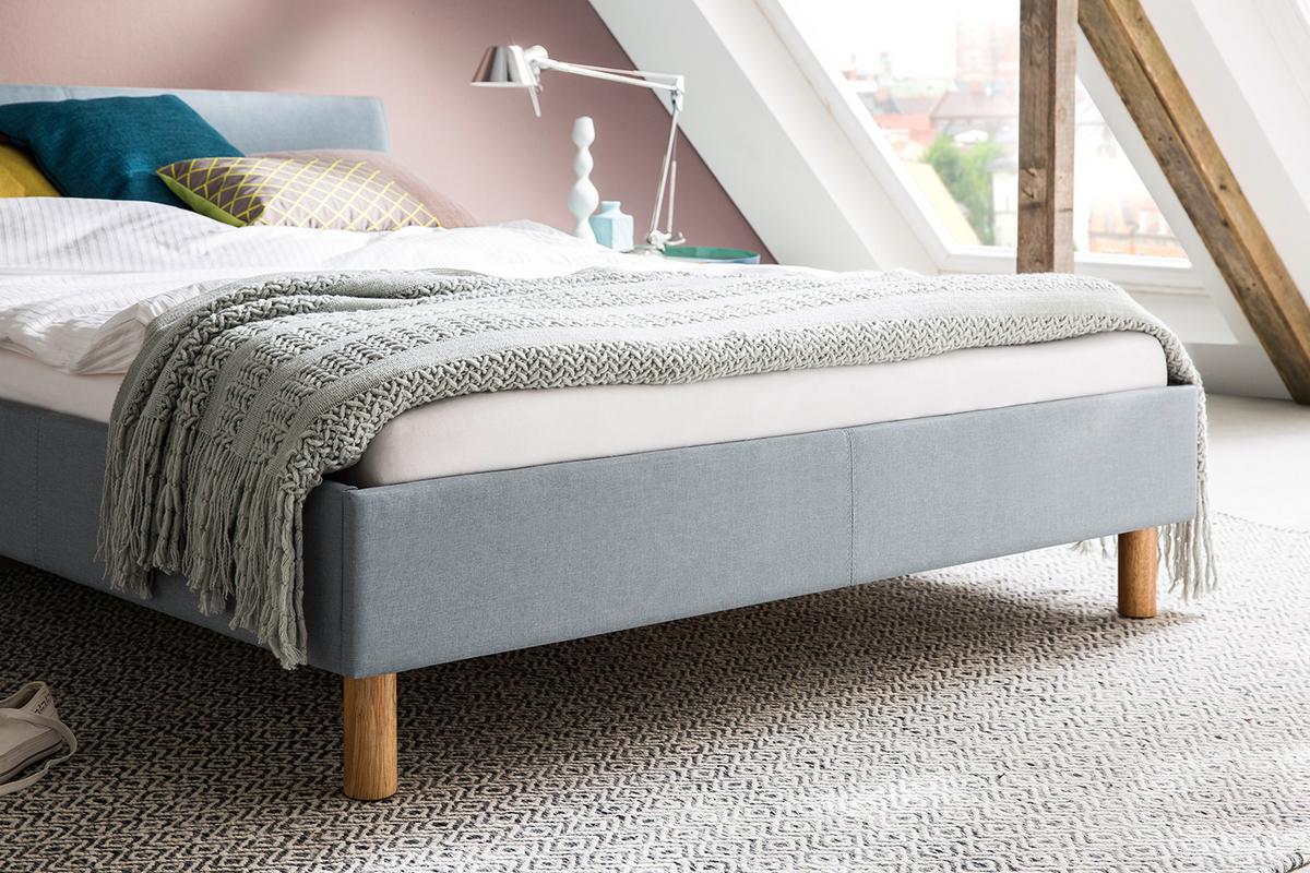 POLSTERBETT LEO Blau Webstoff - Blau, Textil (140/200cm) - KAWOLA