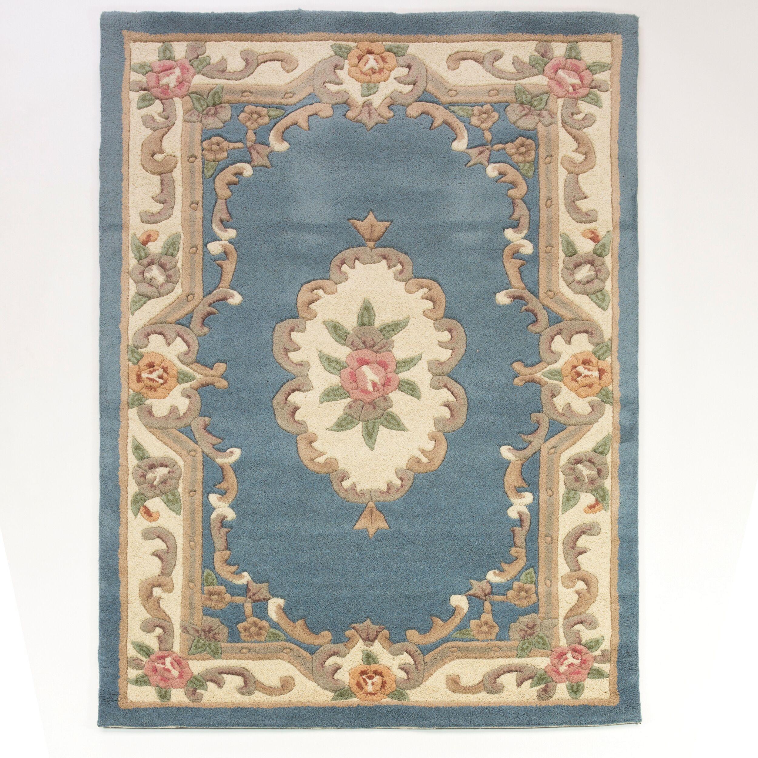 WOLLTEPPICH BEAULY, klassisch, Blau-Beige, 75 x 150 cm - Blau, Textil (150/75cm) - KADIMA DESIGN