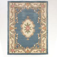 WOLLTEPPICH BEAULY, klassisch, Blau-Beige, 75 x 150 cm - Blau, Textil (150/75cm) - KADIMA DESIGN