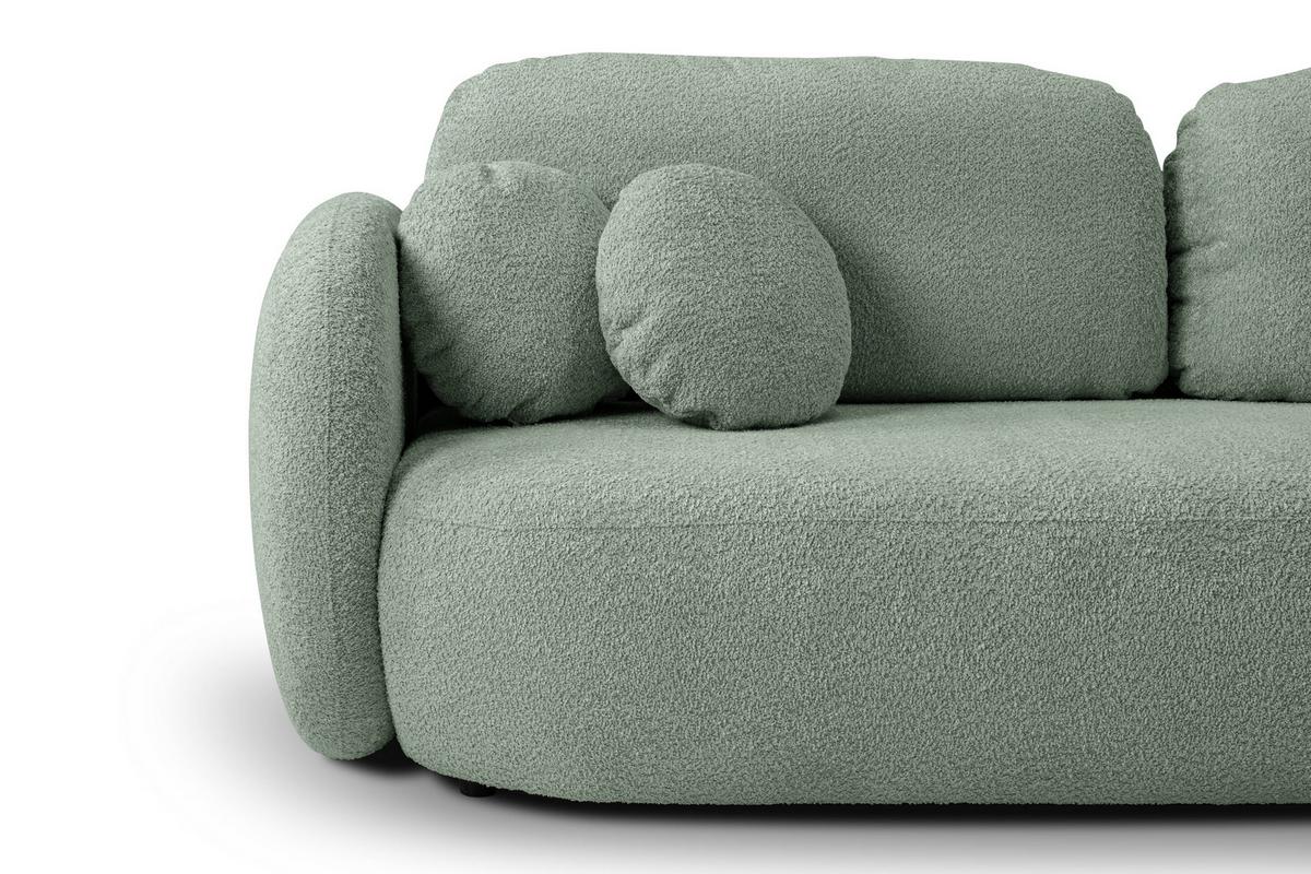 BETTSOFA AMICO Grün Bucle-Stoff mit Schlaffunktion - Grün, Holz (238/86.5/101cm) - MASSENO