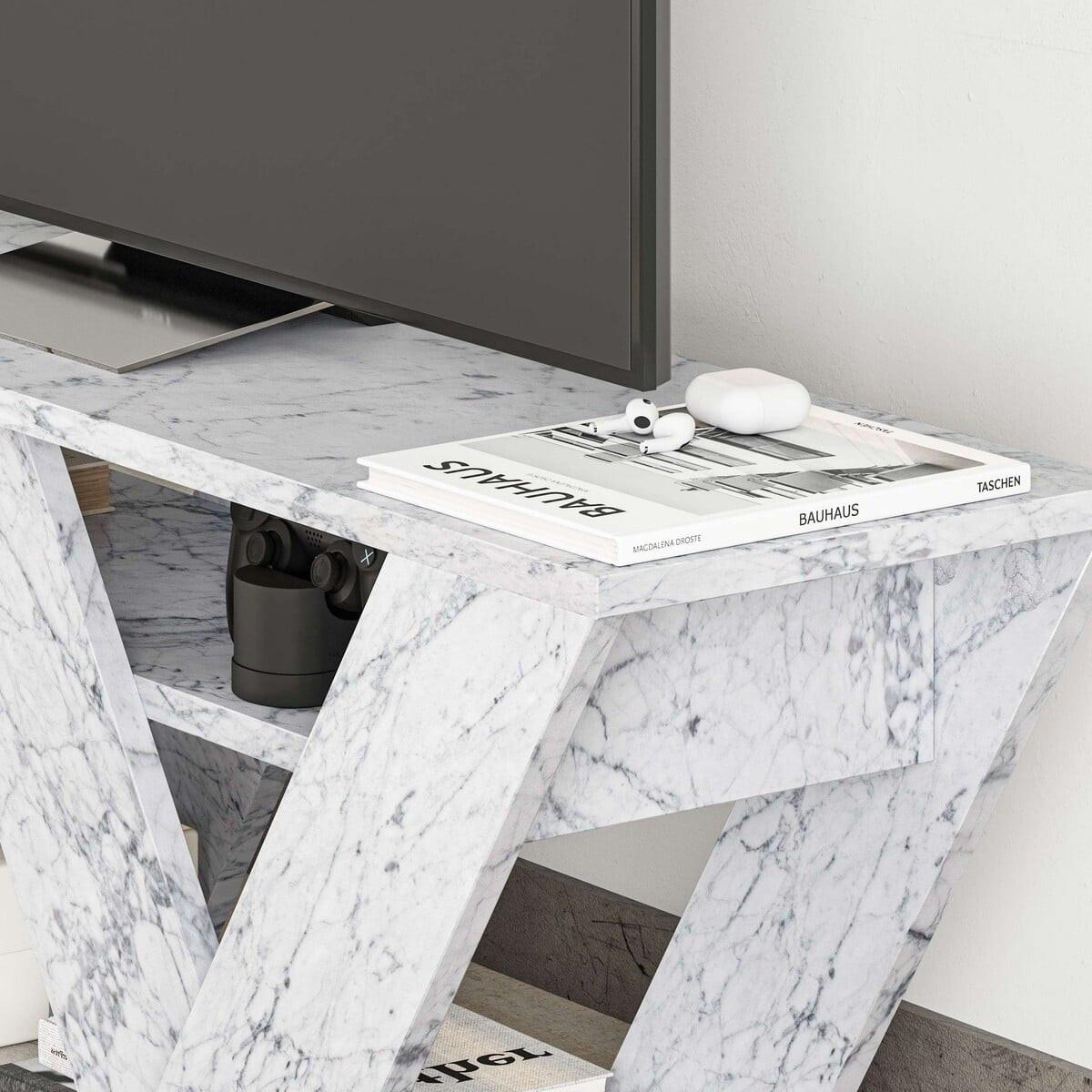 TV-MÖBEL 3 Regale L110 cm - Pipralla - Weiß, Holzwerkstoff (30/40/12cm) - Calicosy