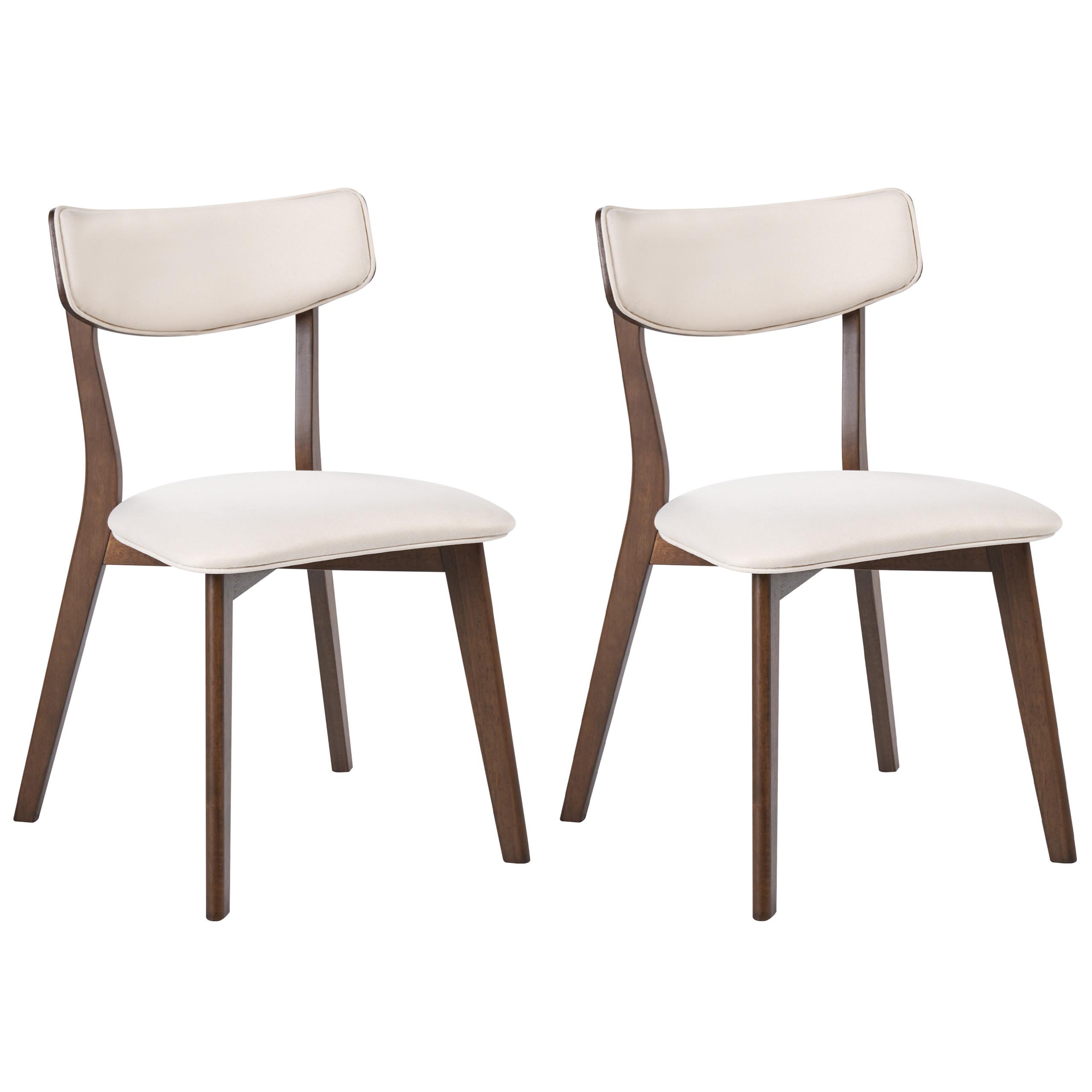 ESSZIMMERSTUHL 2er-Set Holz Cremeweiß/Braun Yuma - Weiß, Holz (46/78/51cm) - Beliani