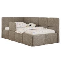 POLSTERBETT ARVO ALTA 90/200 - Grau Struktur - Ohne Matratze - Links - Grau, Textil (90/200cm) - MKS