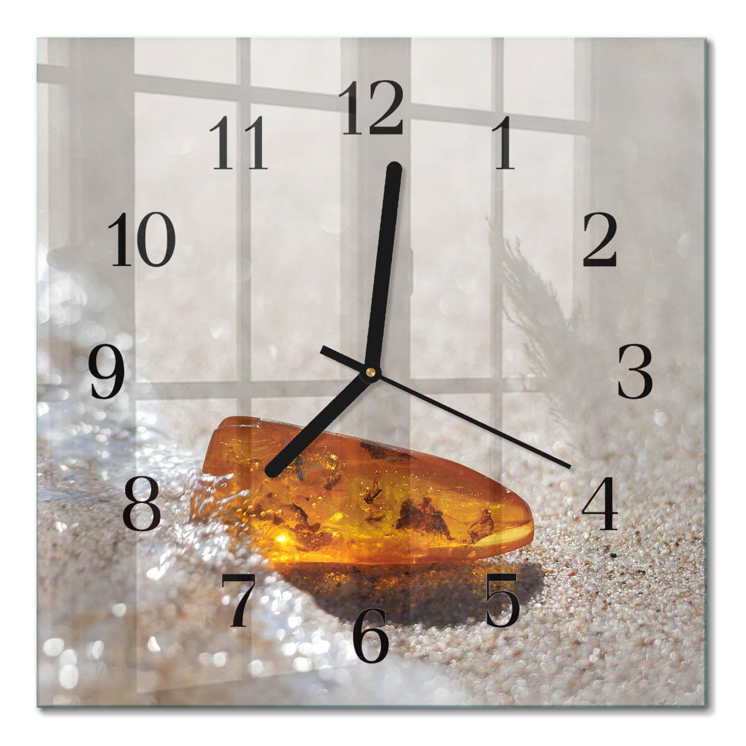 WANDUHR aus Glas 30x30 cm - Bernstein - Goldfarben, Glas (30/30/0.4cm) - TULUP