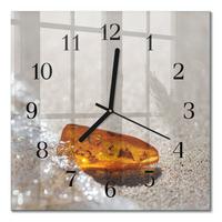 WANDUHR aus Glas 30x30 cm - Bernstein - Goldfarben, Glas (30/30/0.4cm) - TULUP