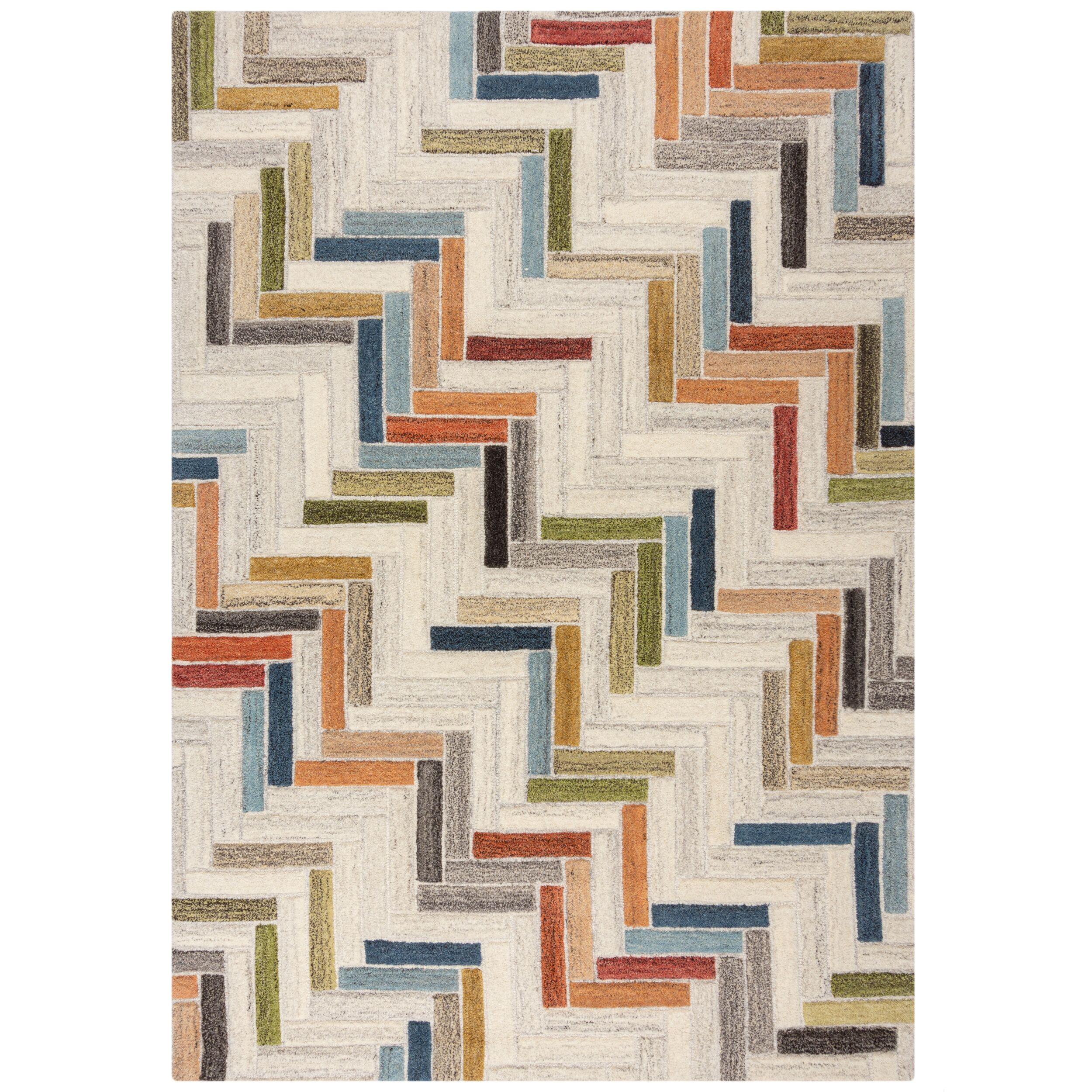 WOLLTEPPICH ESK, geometrisch, Florhöhe 10 mm, Bunt, 160 x 230 cm - Multicolor, Textil (230/160cm) - KADIMA DESIGN