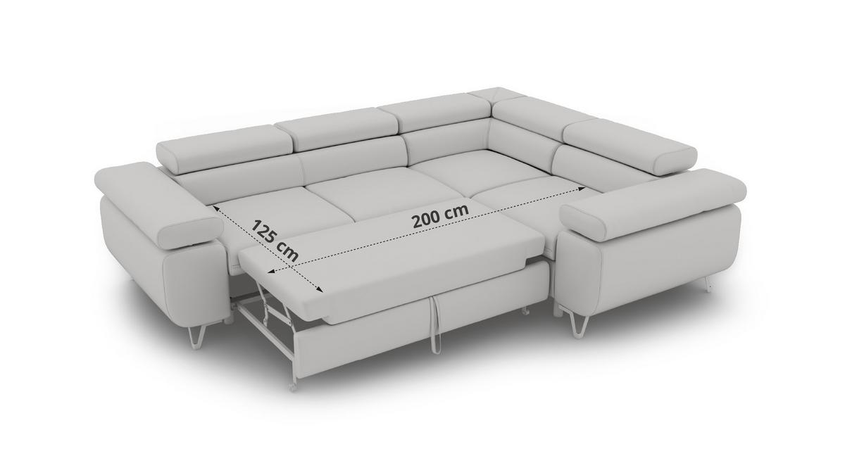 ECKSOFA FALCO L - Hellbraun Cord - Rechts Seite - Hellbraun/Schwarz, Textil/Metall (268/197cm) - MKS