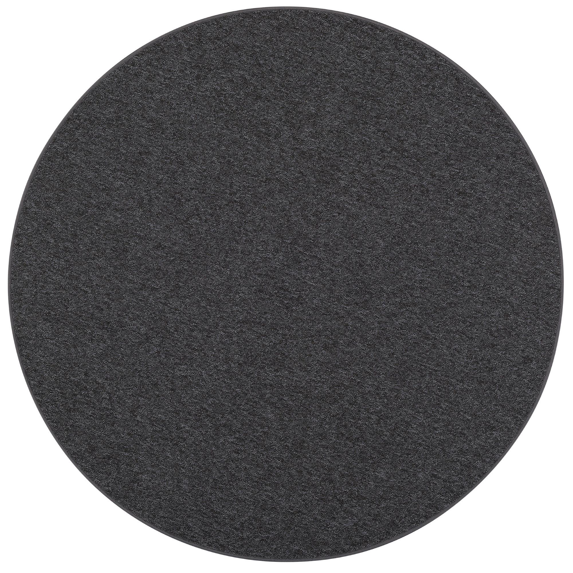 FEINSCHLINGEN VELOUR TEPPICH STRONG RUND - Schwarz/Grau, Textil (160/160cm) - Snapstyle