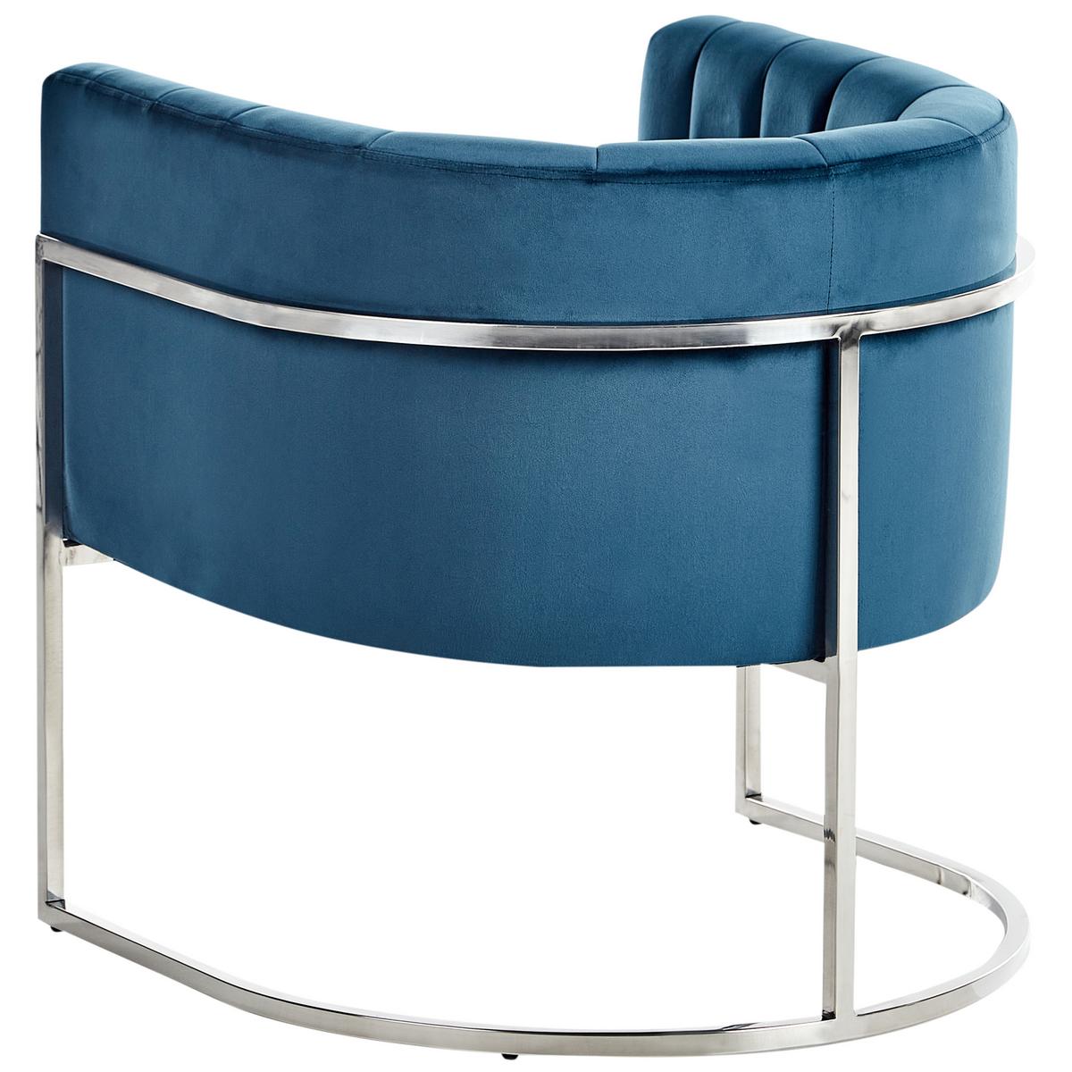 SESSEL Samtstoff Blau Larvik - Blau/Silberfarben, Textil (73/72/66cm) - Beliani