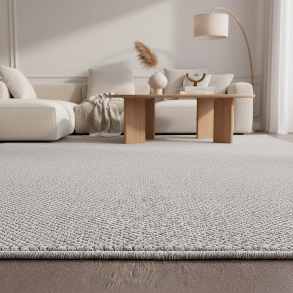 TEPPICH Flachgewebe CIMA in Silber, einfarbig, 160 x 230 cm - Silberfarben, Textil (230/160cm) - KADIMA DESIGN