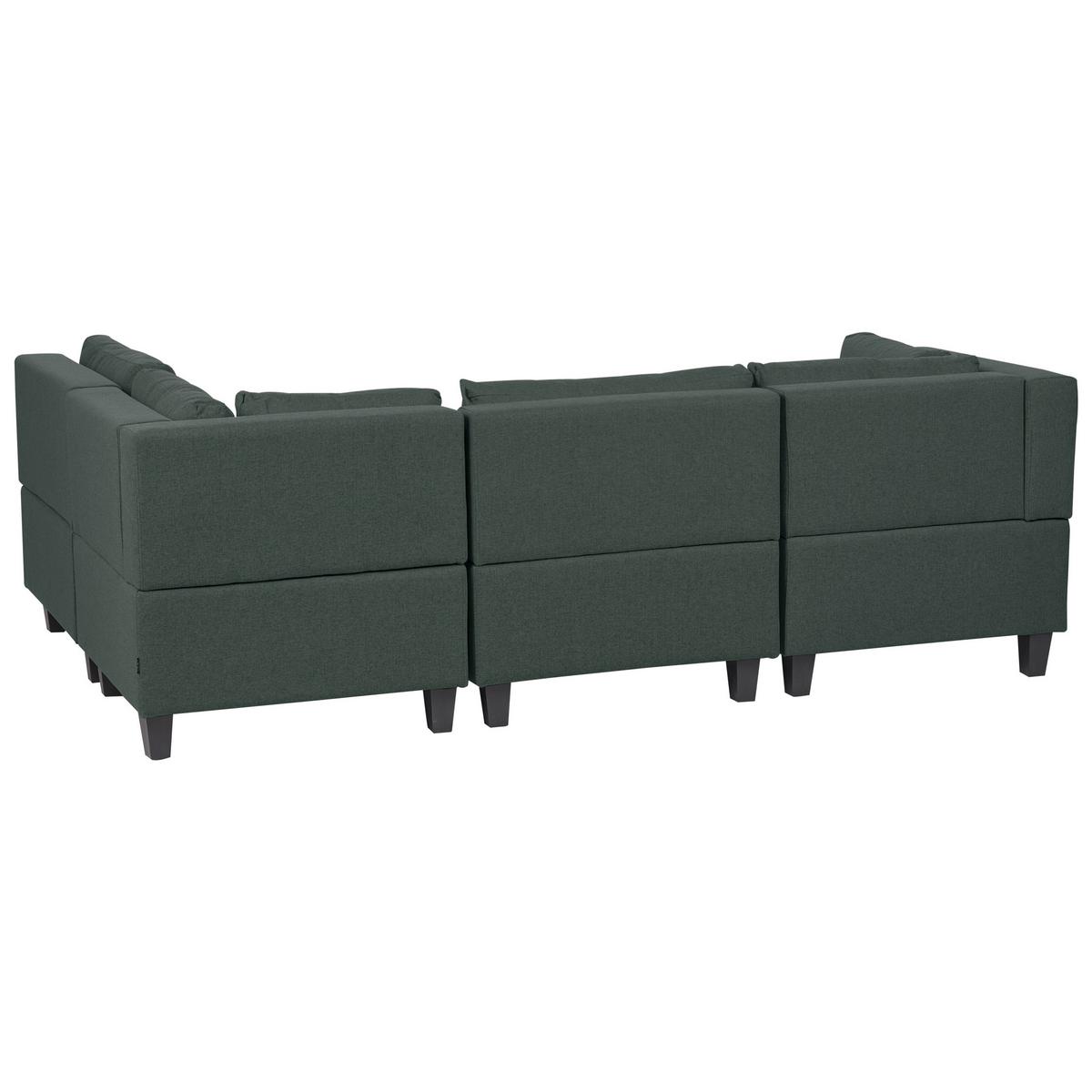 ECKSOFA Modul 4-Sitzer linksseitig Dunkelgrün Stoff Unstad - Schwarz/Grün, Textil (228/152cm) - Beliani