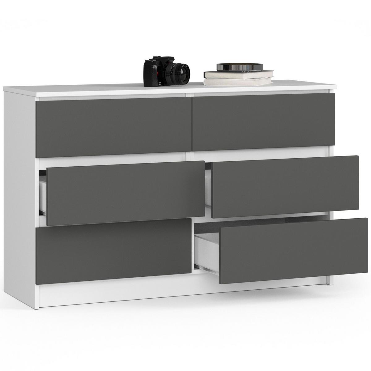 KOMMODE Weiß, Graphit Grau 77/120/40 - Anthrazit/Weiß, Holzwerkstoff (120/77/40cm) - RAUMHIRSCH FURNITURE