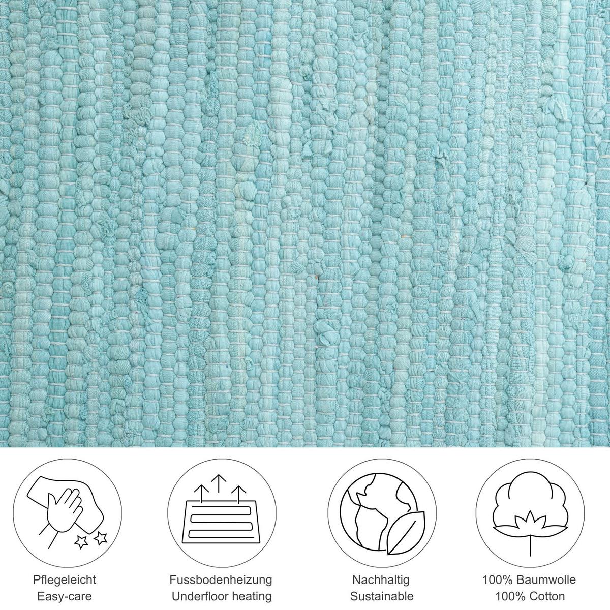 FLECKERLTEPPICH Chindi 40x60 cm - Hellblau, Textil (40/60cm) - Rug and Roll