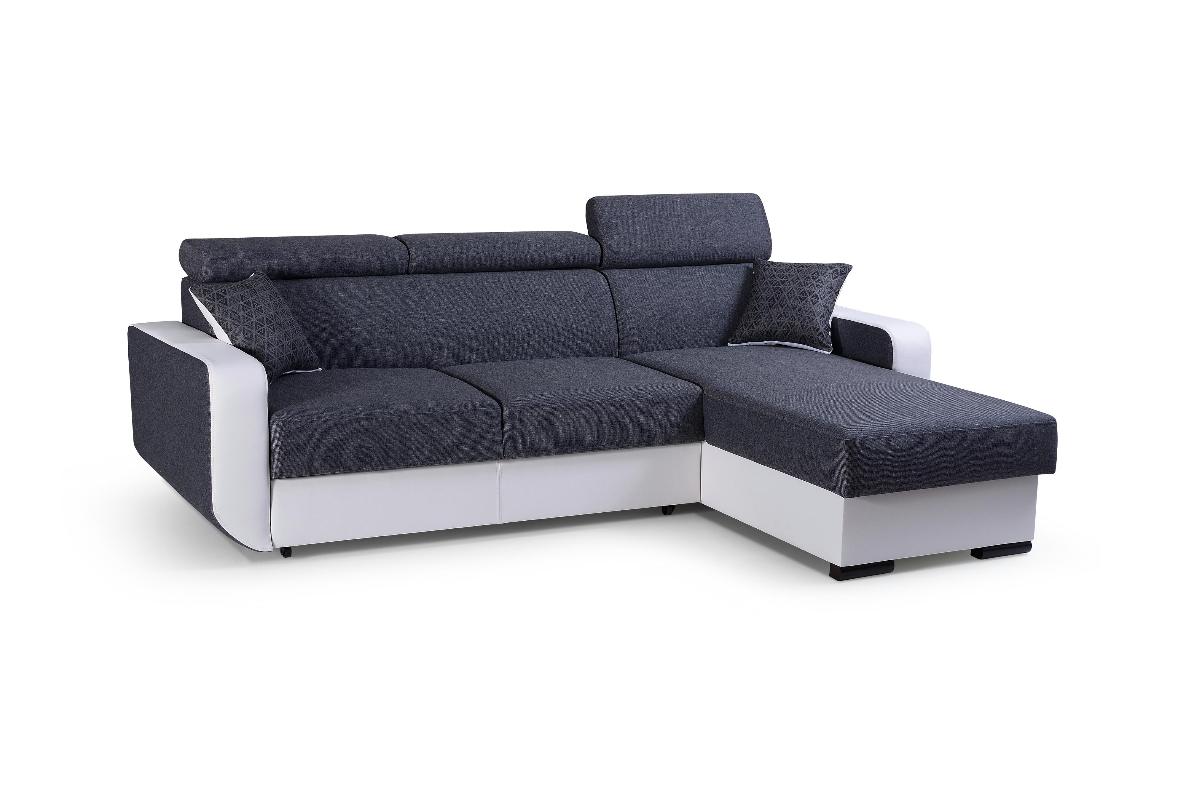 ECKSOFA PALAZZO Grau Geflochtener Stoff mit Schlaffunktion - Grau, Holz (236/165cm) - MASSENO