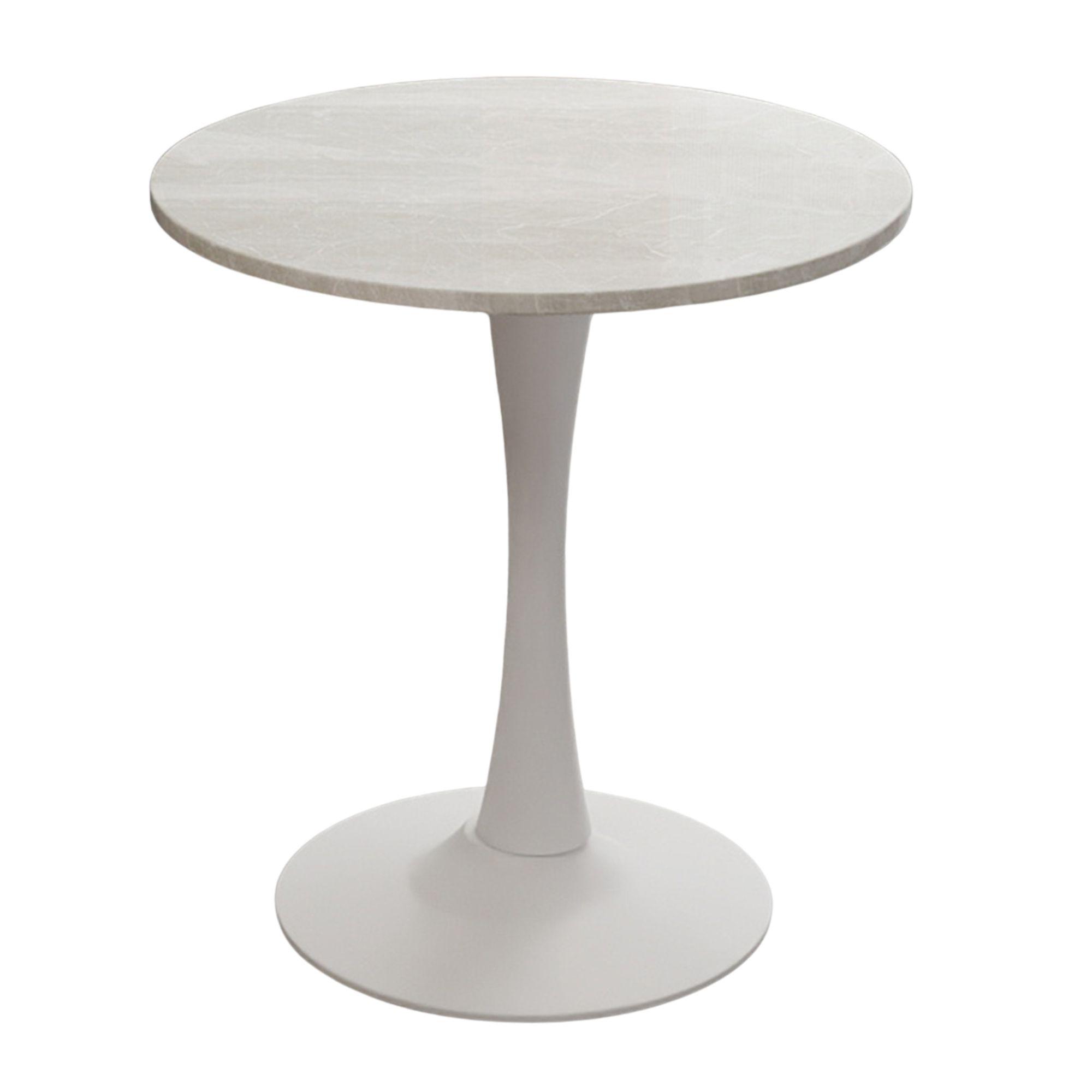 ESSZIMMERTISCH marmor-optik weiß – runder säulentisch für 2-4 personen - Weiß, Holzwerkstoff (70/70/72cm) - Urban Meuble